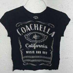 RECYCLED KARMA Coachella cropped black tee.